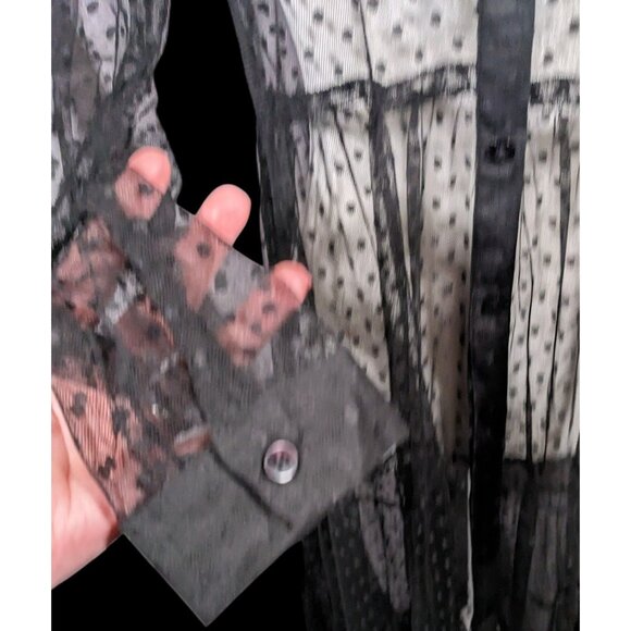 Vintage Spoon Jeans Sheer Black Polka Dot Maxi Dress - Picture 14 of 16